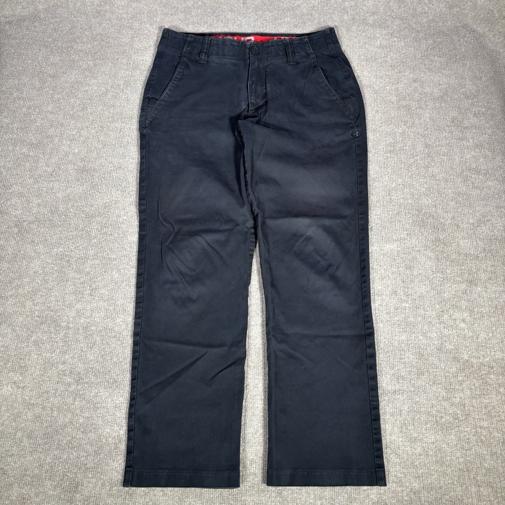 Under Armour Pants Mens 32x28 Black Straight‎ Leg Performance Chino Stretch Golf
